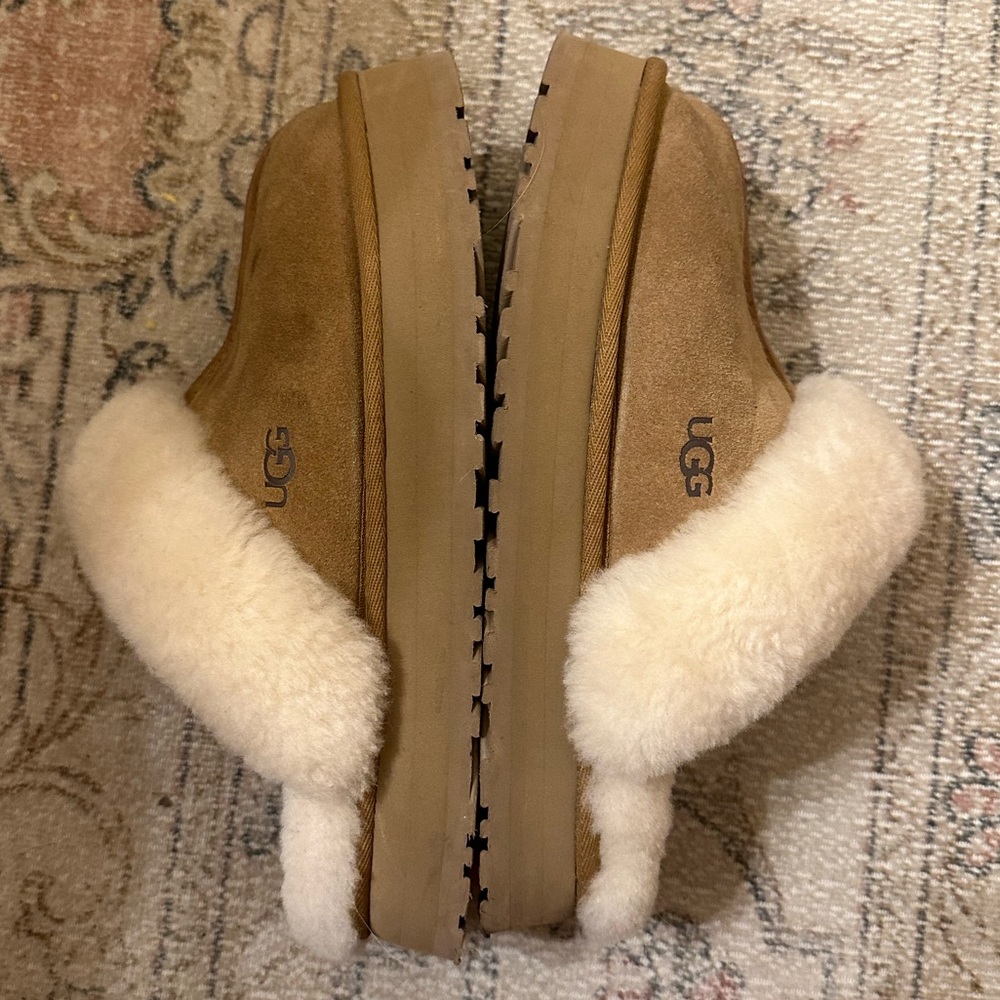 Disquette Suede & Shearling Platform Slipper Uggs